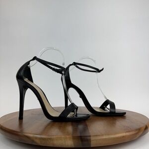 New Womens Schutz Cadey-Lee Black Leather Open Toe Stiletto Heels Size 8.5 B‎